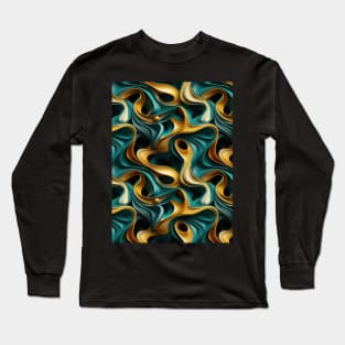 Funky Facade: Trompe-l’oeil Green Turquoise and Gold Long Sleeve T-Shirt